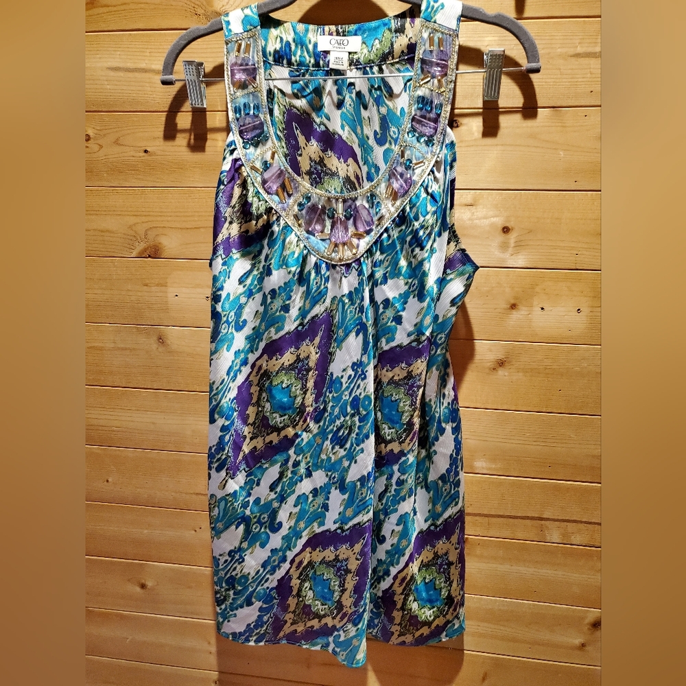 *Vintage* Beaded sleeveless blouse